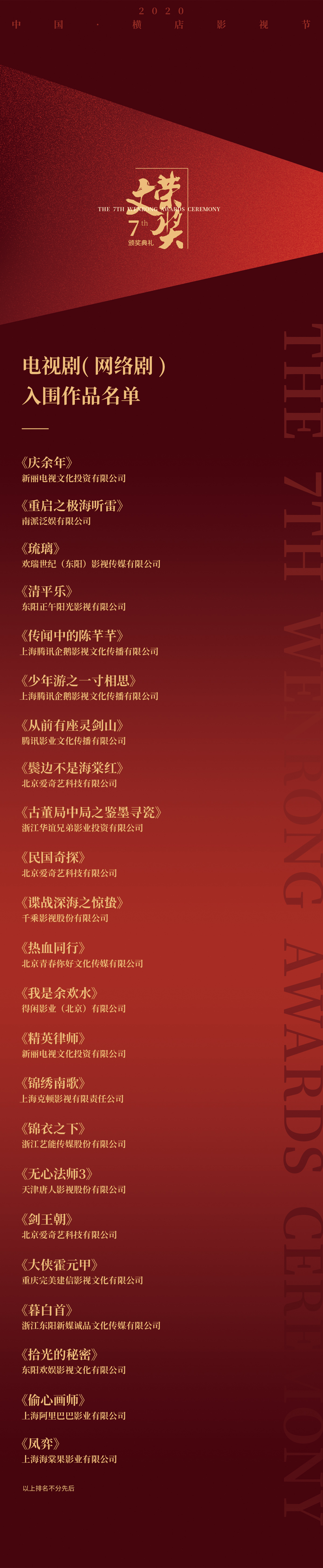 《庆余年》等23部作品入围第七届“文荣奖”评选