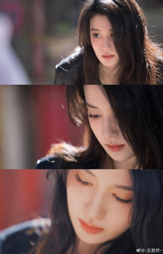 王楚然晒春日随拍 卷发配红唇满满港风