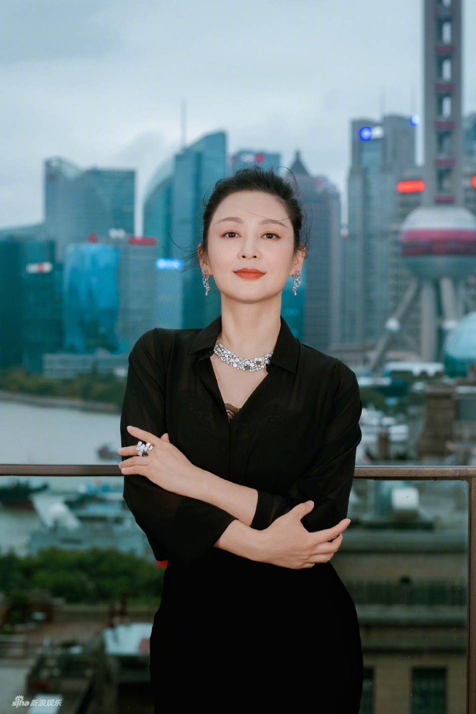 美人依旧!50岁陈红穿开衩长裙优雅 五官精致气质佳