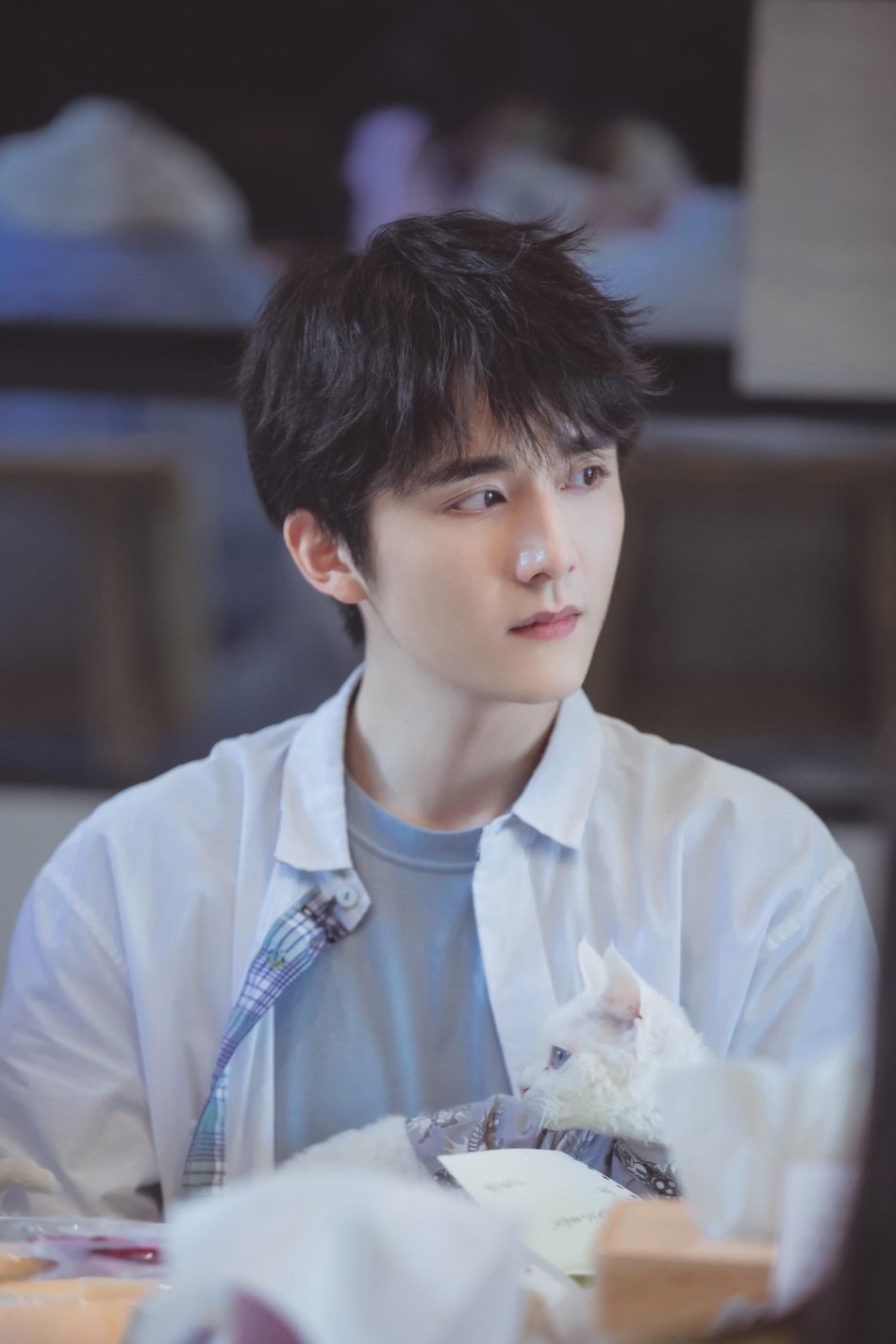 张新成蓝色衬衫搭银丝眼镜清爽帅气 怀抱吉他少年感满满_娱乐频道