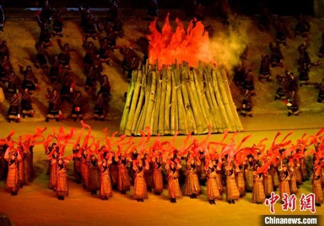 3月17日，西藏拉萨，《文成公主》大型史诗剧演出现场。　李林 摄